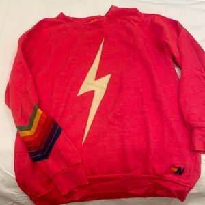 Aviator nation red lightning bolt crewneck